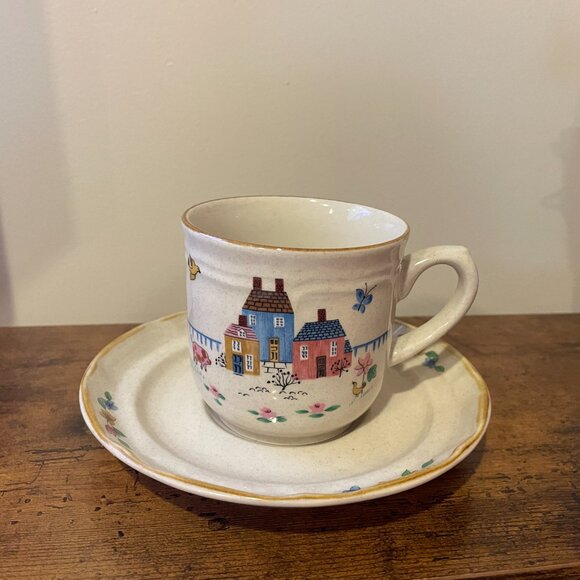 Vintage International Stoneware Japan coffee cup and plate - Picture 2 of 7